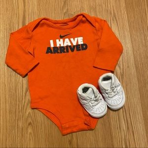 Nike long Sleeve Onesie & Air Force Shoe